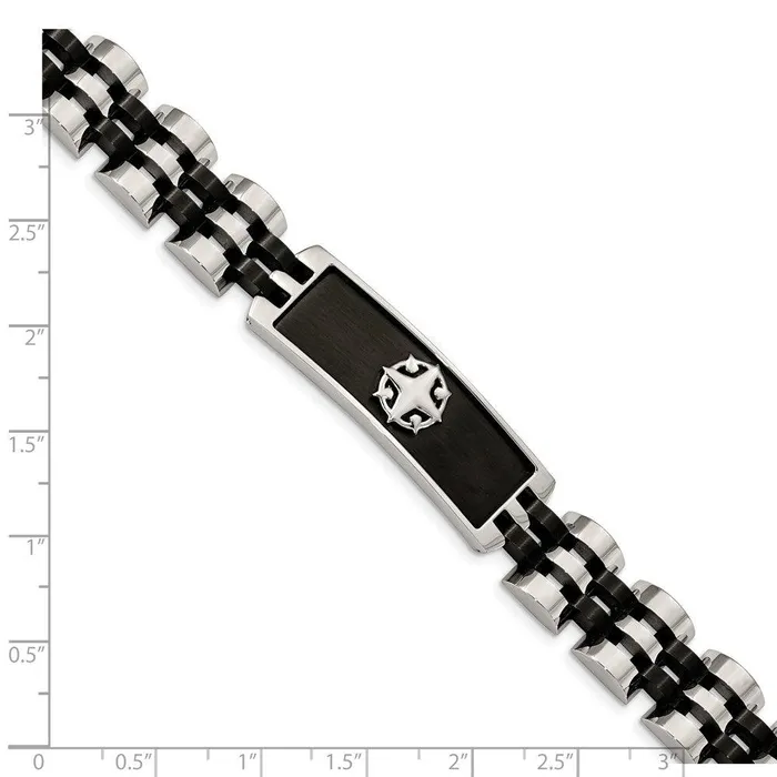Stainless Steel Brushed and Polished Black IPplated 825in ID Bracelet Chisel Bracelets