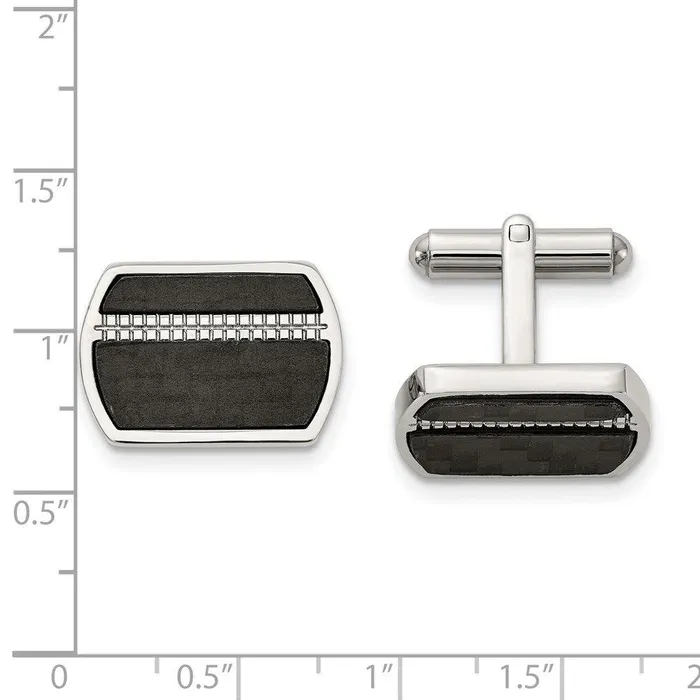 Stainless Steel Polished Black Carbon Fiber Inlay Cufflinks Chisel Bracelets Stainless Steel Polished Black Carbon Fiber Inlay Cufflinks Chisel Bracelets