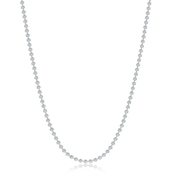 Sterling Silver 19mm Bead Chain 30 Classic Rings