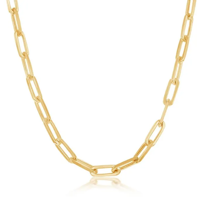 Sterling Silver 32mm Paper Clip Chain Gold Plated Classic Rings