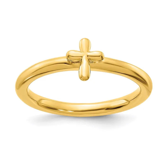 Sterling Silver Stackable Expressions Goldplated Cross Ring QSK2045 Stackable Expressions Rings Sterling Silver Stackable Expressions Goldplated Cross Ring QSK2045 Stackable Expressions Rings