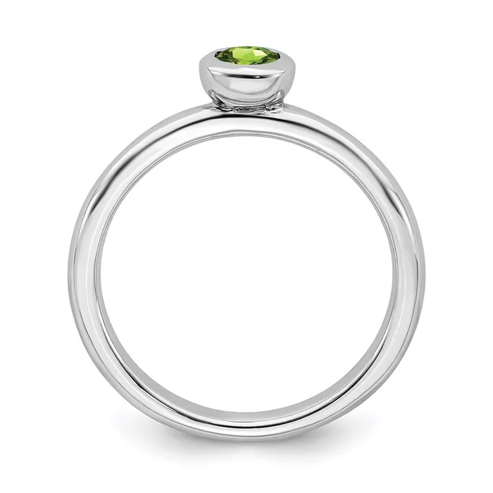 Sterling Silver Stackable Expressions Low 4mm Round Peridot Ring QSK503 Stackable Expressions Rings Sterling Silver Stackable Expressions Low 4mm Round Peridot Ring QSK503 Stackable Expressions Rings