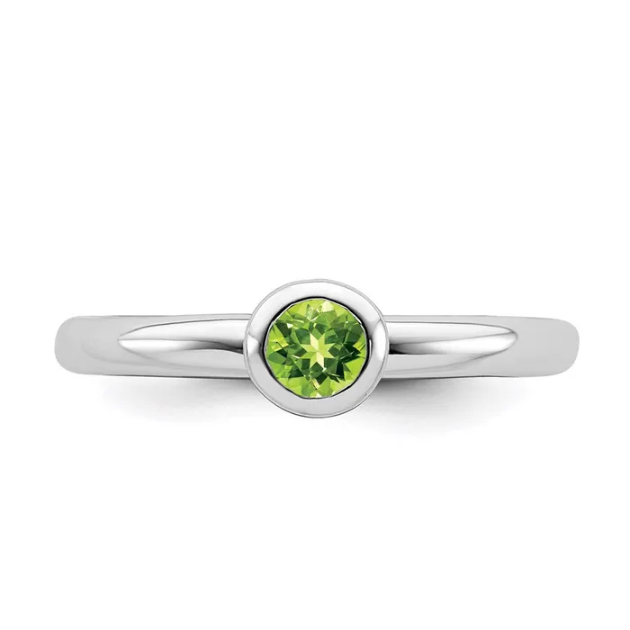 Sterling Silver Stackable Expressions Low 4mm Round Peridot Ring QSK503 Stackable Expressions Rings Sterling Silver Stackable Expressions Low 4mm Round Peridot Ring QSK503 Stackable Expressions Rings