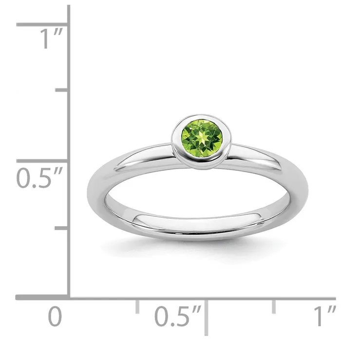 Sterling Silver Stackable Expressions Low 4mm Round Peridot Ring QSK503 Stackable Expressions Rings Sterling Silver Stackable Expressions Low 4mm Round Peridot Ring QSK503 Stackable Expressions Rings