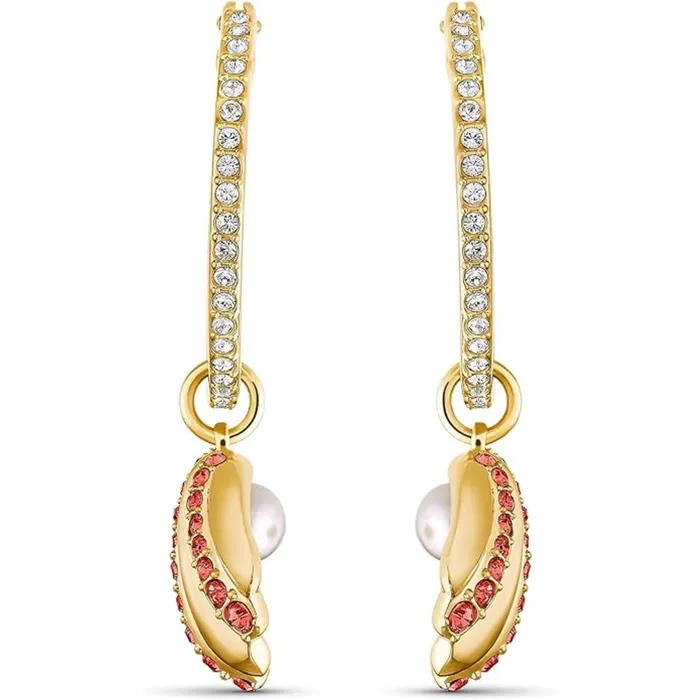 Swarovski Earrings Swarovski Womens Earrings Shell Pearl Yellow Gold Red and White Crystal 5524185 Swarovski Earrings Swarovski Womens Earrings Shell Pearl Yellow Gold Red and White Crystal 5524185
