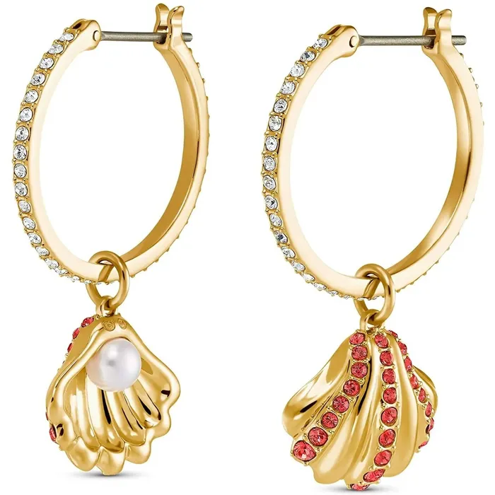 Swarovski Earrings Swarovski Womens Earrings Shell Pearl Yellow Gold Red and White Crystal 5524185