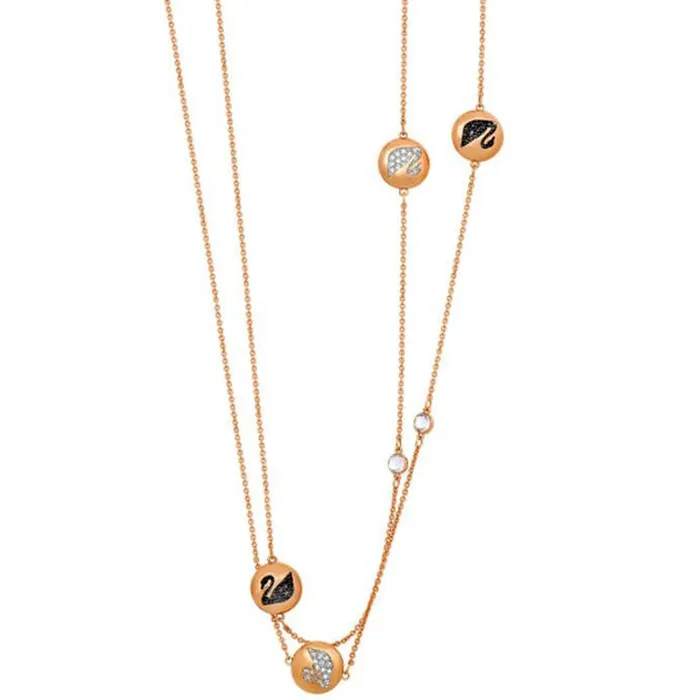 Swarovski Womens Strandage Hall Swan Rose GoldPlated Crystal 5368983 Swarovski Earrings