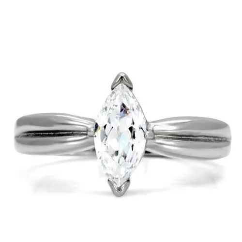TK103 High polished no plating Stainless Steel Ring with AAA Grade CZ in Clear Alamode Rings