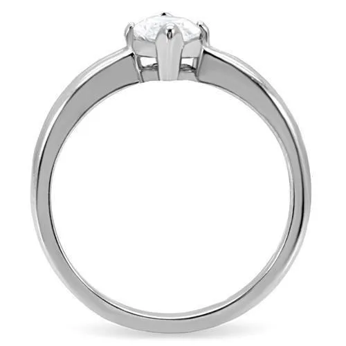 TK103 High polished no plating Stainless Steel Ring with AAA Grade CZ in Clear Alamode Rings