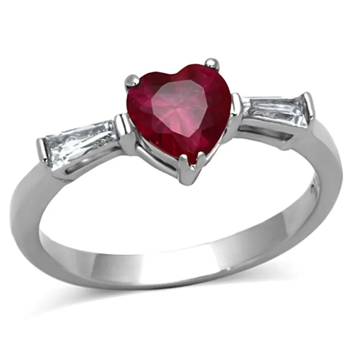 TK1221 High polished no plating Stainless Steel Ring with AAA Grade CZ in Ruby Alamode Rings TK1221 High polished no plating Stainless Steel Ring with AAA Grade CZ in Ruby Alamode Rings