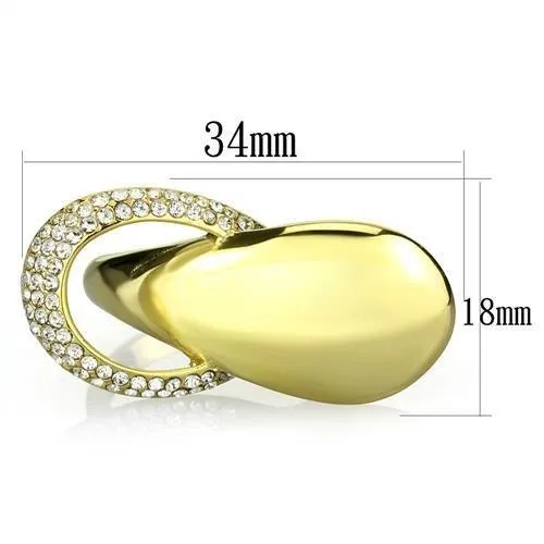 TK1782 IP GoldIon Plating Stainless Steel Ring with Top Grade Crystal in Clear Alamode Rings
