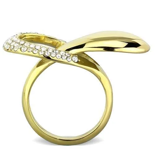 TK1782 IP GoldIon Plating Stainless Steel Ring with Top Grade Crystal in Clear Alamode Rings