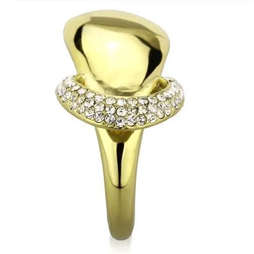 TK1782 IP GoldIon Plating Stainless Steel Ring with Top Grade Crystal in Clear Alamode Rings