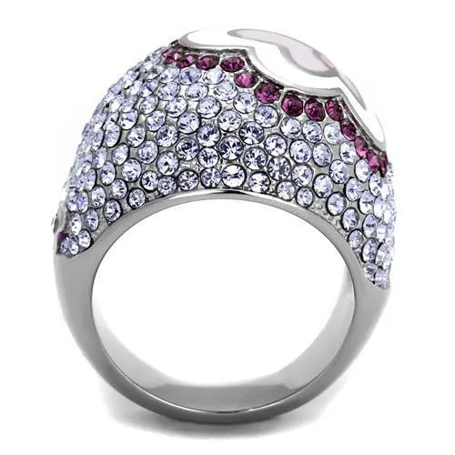 TK2125 High polished no plating Stainless Steel Ring with Top Grade Crystal in Multi Color Alamode Rings