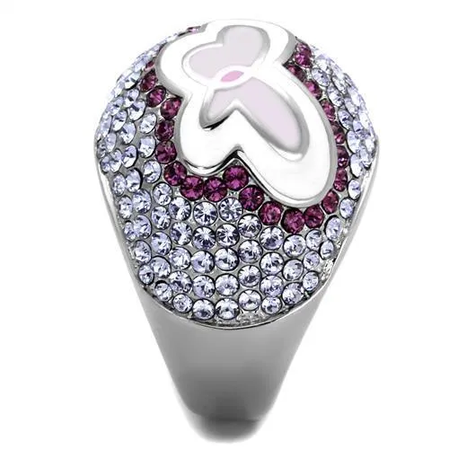 TK2125 High polished no plating Stainless Steel Ring with Top Grade Crystal in Multi Color Alamode Rings