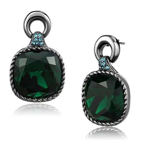 TK2852 IP Light Black IP Gun Stainless Steel Earrings with Top Grade Crystal in Emerald Alamode Earrings TK2852 IP Light Black IP Gun Stainless Steel Earrings with Top Grade Crystal in Emerald Alamode Earrings