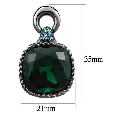 TK2852 IP Light Black IP Gun Stainless Steel Earrings with Top Grade Crystal in Emerald Alamode Earrings
