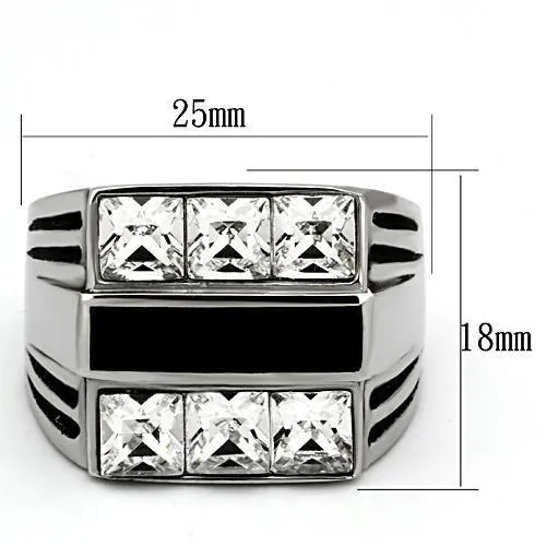 TK920 High polished no plating Stainless Steel Ring with Top Grade Crystal in Clear Alamode Rings