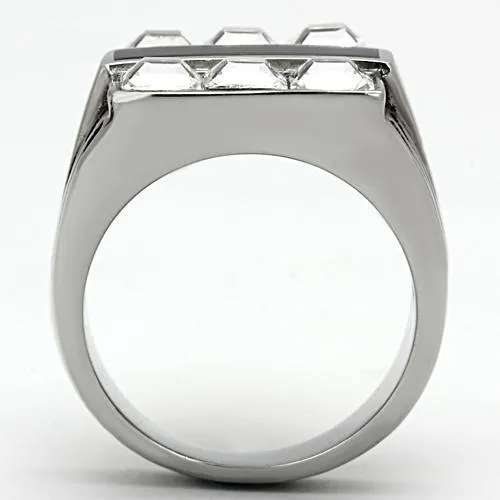 TK920 High polished no plating Stainless Steel Ring with Top Grade Crystal in Clear Alamode Rings