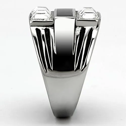 TK920 High polished no plating Stainless Steel Ring with Top Grade Crystal in Clear Alamode Rings