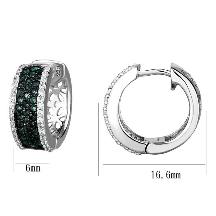 TS530 Rhodium Ruthenium 925 Sterling Silver Earrings with Synthetic Synthetic Glass in Blue Zircon Alamode Earrings