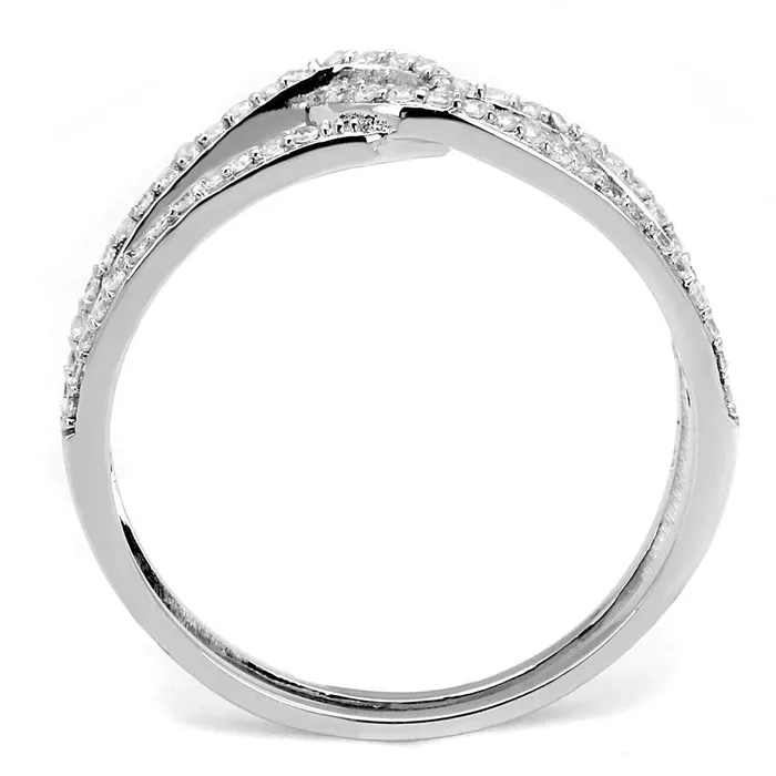 TS575 Rhodium 925 Sterling Silver Ring with AAA Grade CZ in Clear Alamode Rings