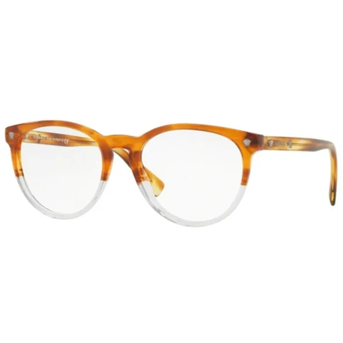 Versace Earrings Versace Mens Eyeglasses Striped Havana Crystal Cat Eye Frame VERSACE 3257A 5266