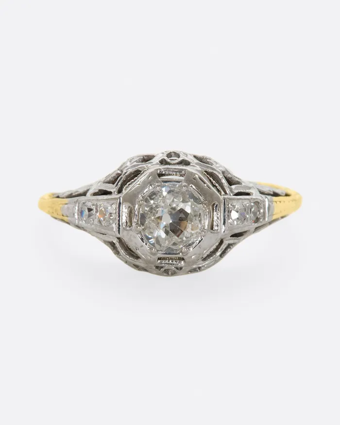 Victorian Filligree Diamond Ring EXCALIBUR Rings