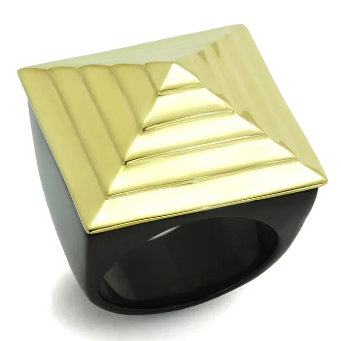VL119 IP GoldIon Plating Stainless Steel Ring with No Stone Alamode Rings