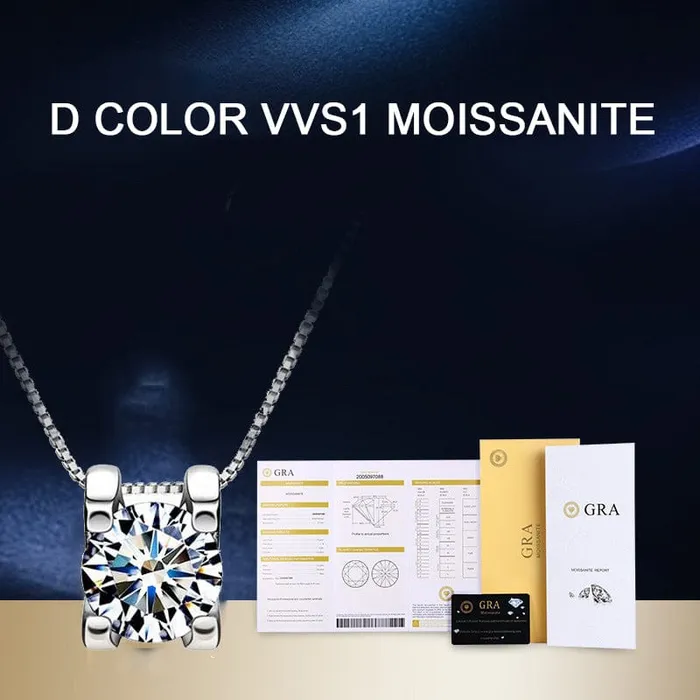 VVS Jewelry VVS1 Classic Moissanite Pendant 925 Silver Necklace Necklaces