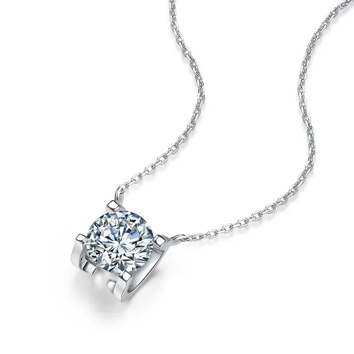 VVS Jewelry VVS1 Classic Moissanite Pendant 925 Silver Necklace Necklaces