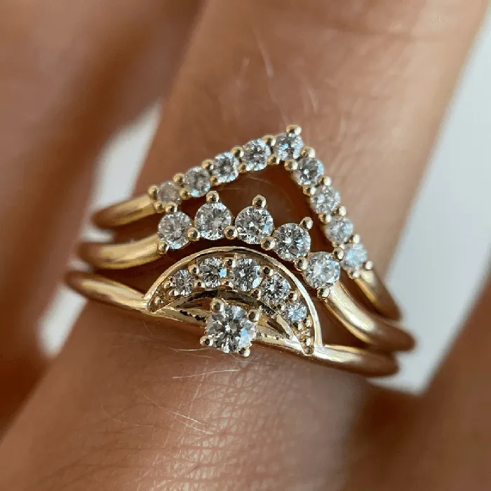 White Diamond Triangle Nesting Ring Marrow Fine Rings White Diamond Triangle Nesting Ring Marrow Fine Rings