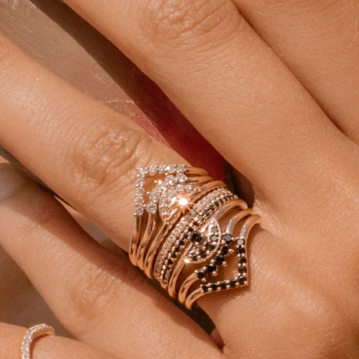 White Diamond Triangle Nesting Ring Marrow Fine Rings White Diamond Triangle Nesting Ring Marrow Fine Rings