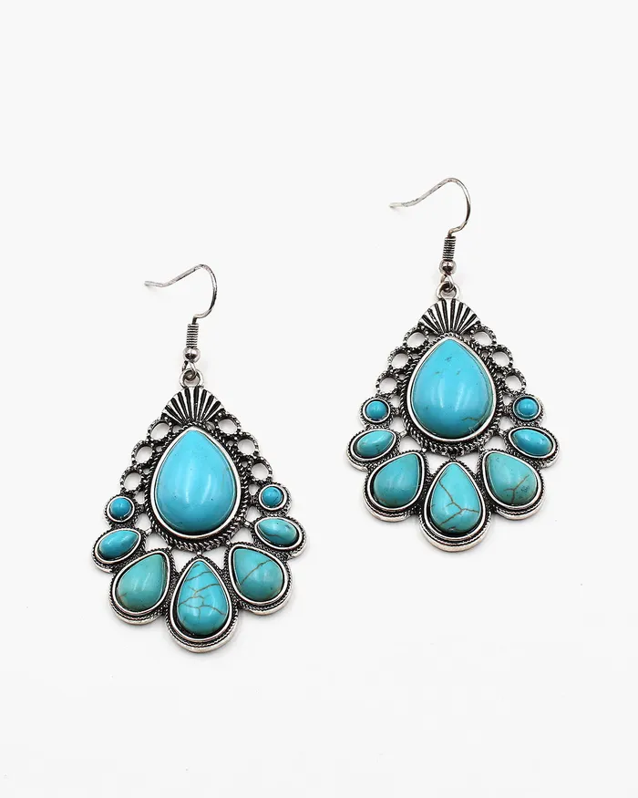 05292024 Western Turquoise Tear Drop Earrings Earrings