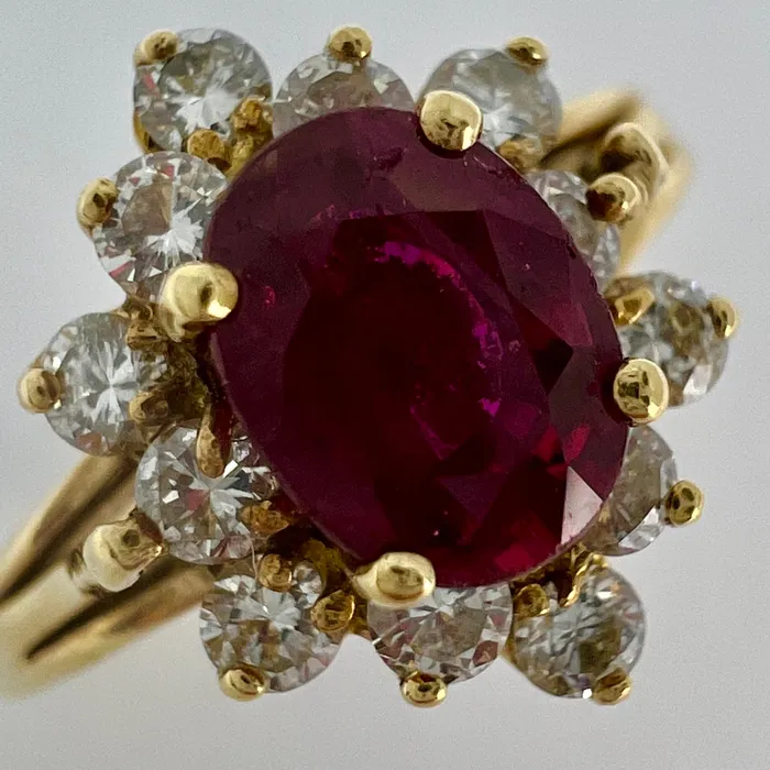 14K Gold Ring with Ruby and Diamonds Jewelry Rings