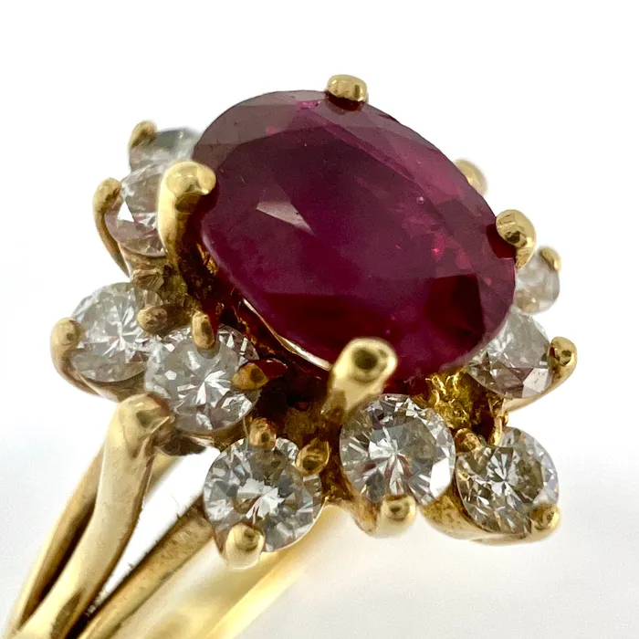 14K Gold Ring with Ruby and Diamonds Jewelry Rings