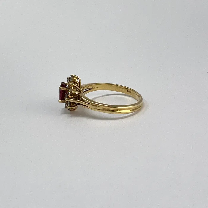 14K Gold Ring with Ruby and Diamonds Jewelry Rings