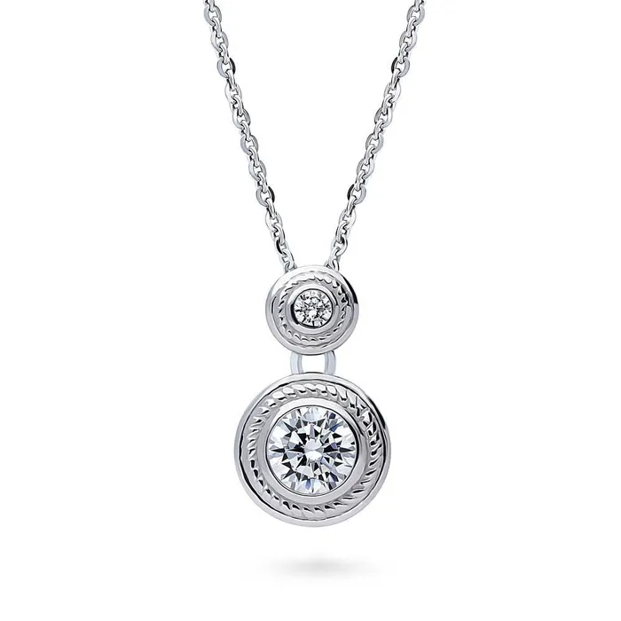 2Stone Cable CZ Necklace in Sterling Silver BERRICLE Necklaces