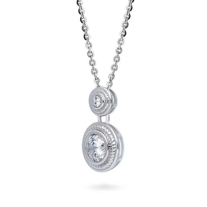 2Stone Cable CZ Necklace in Sterling Silver BERRICLE Necklaces