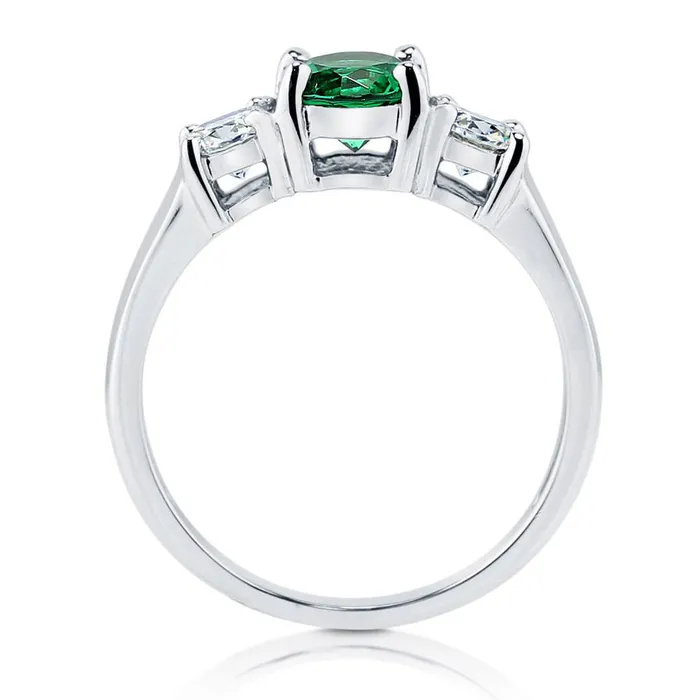3Stone 08ct Simulated Emerald CZ Ring in Sterling Silver BERRICLE Rings