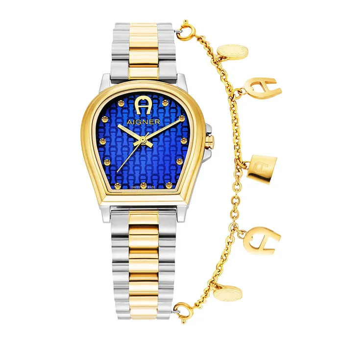 Aigner Earrings Aigner Alba Ladies Blue Dial Stainless Steel Silver Gold Plated Watch Aigner Earrings Aigner Alba Ladies Blue Dial Stainless Steel Silver Gold Plated Watch