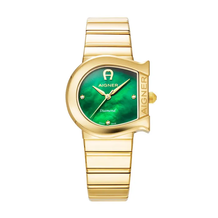Aigner Rings Aigner Materadia Ladies Green MOP Dial Gold Tone Watch