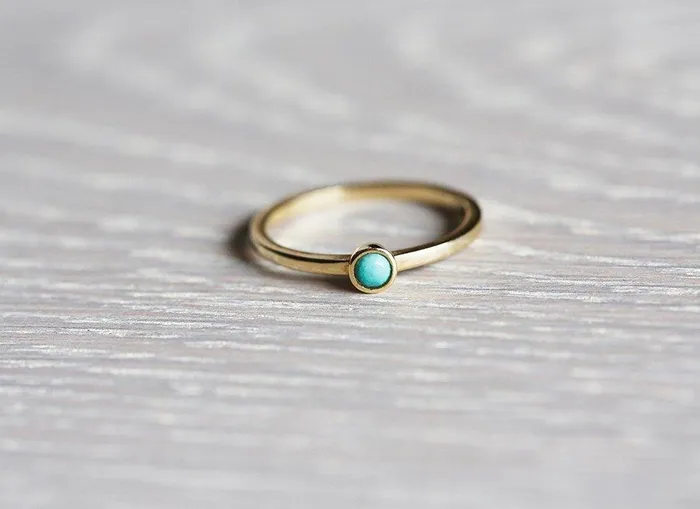 Allison Round Turquoise Ring Ready to Ship Capucinne Rings