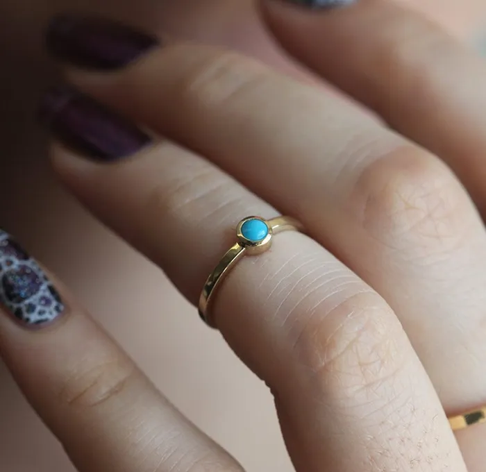 Allison Round Turquoise Ring Ready to Ship Capucinne Rings