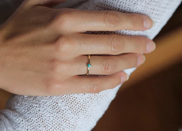 Allison Round Turquoise Ring Ready to Ship Capucinne Rings