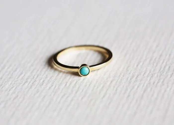 Allison Round Turquoise Ring Ready to Ship Capucinne Rings
