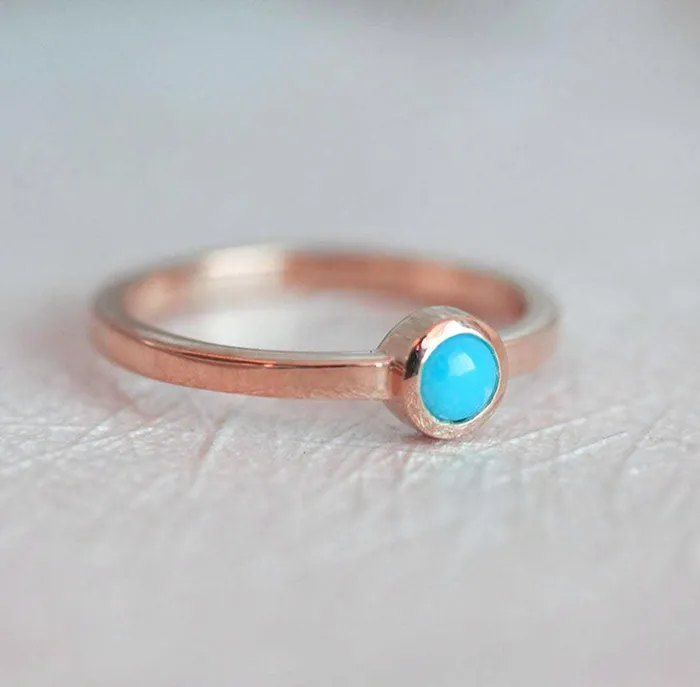 Allison Round Turquoise Ring Ready to Ship Capucinne Rings