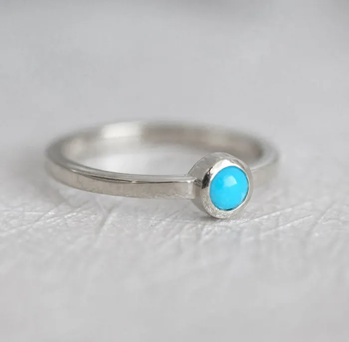 Allison Round Turquoise Ring Ready to Ship Capucinne Rings