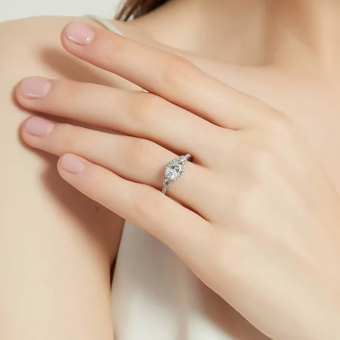 BERRICLE 3Stone 12ct Oval CZ Ring Set in Sterling Silver Rings
