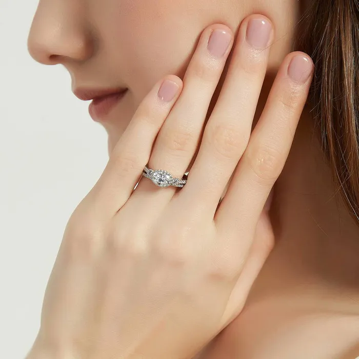BERRICLE 3Stone 12ct Oval CZ Ring Set in Sterling Silver Rings